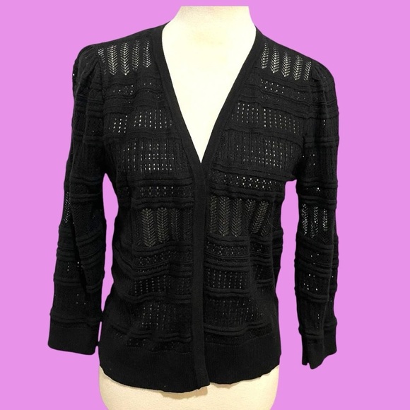 Kathy Ireland Black knit Cardigan Sweater - Picture 1 of 8